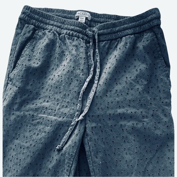 J. Crew Eyelet Women’s Pants XXS Size 27 Navy Blue Drawstring Casual 100% Cotton - Picture 3 of 8